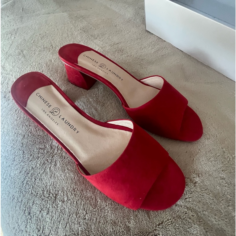 Chinese laundry, red suede sandals